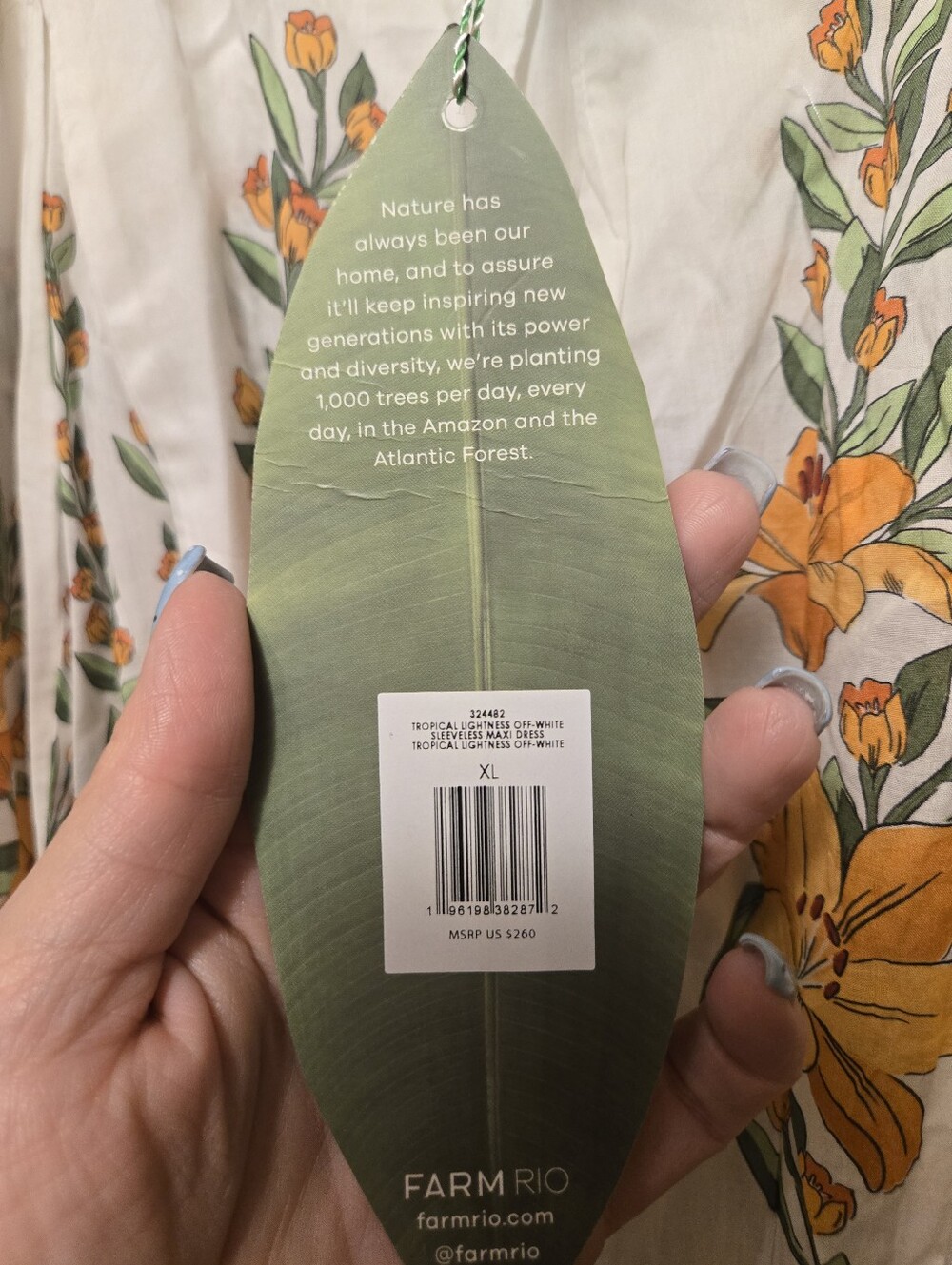 FARM Rio Tropical Lightness Off White Sleeveless Maxi Dress XL - Picture 8 of 8